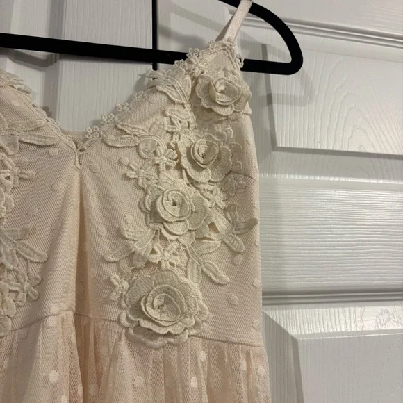 Entry Ivory Embroidered Maxi Dress with Sheer Polka Dot Overlay - Picture 6 of 15